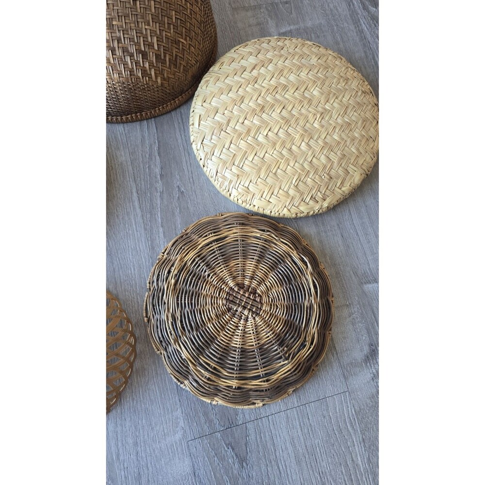 Lot Of 5 Wicker Rattan Basket Decor Boho Vintage Decor Wall / Storage - Picture 6 of 13